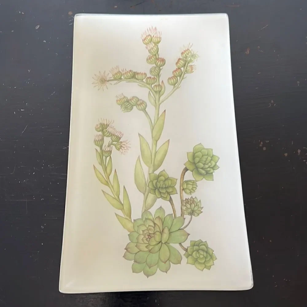 Pottery Barn Glass Succulent Decoupage Tray